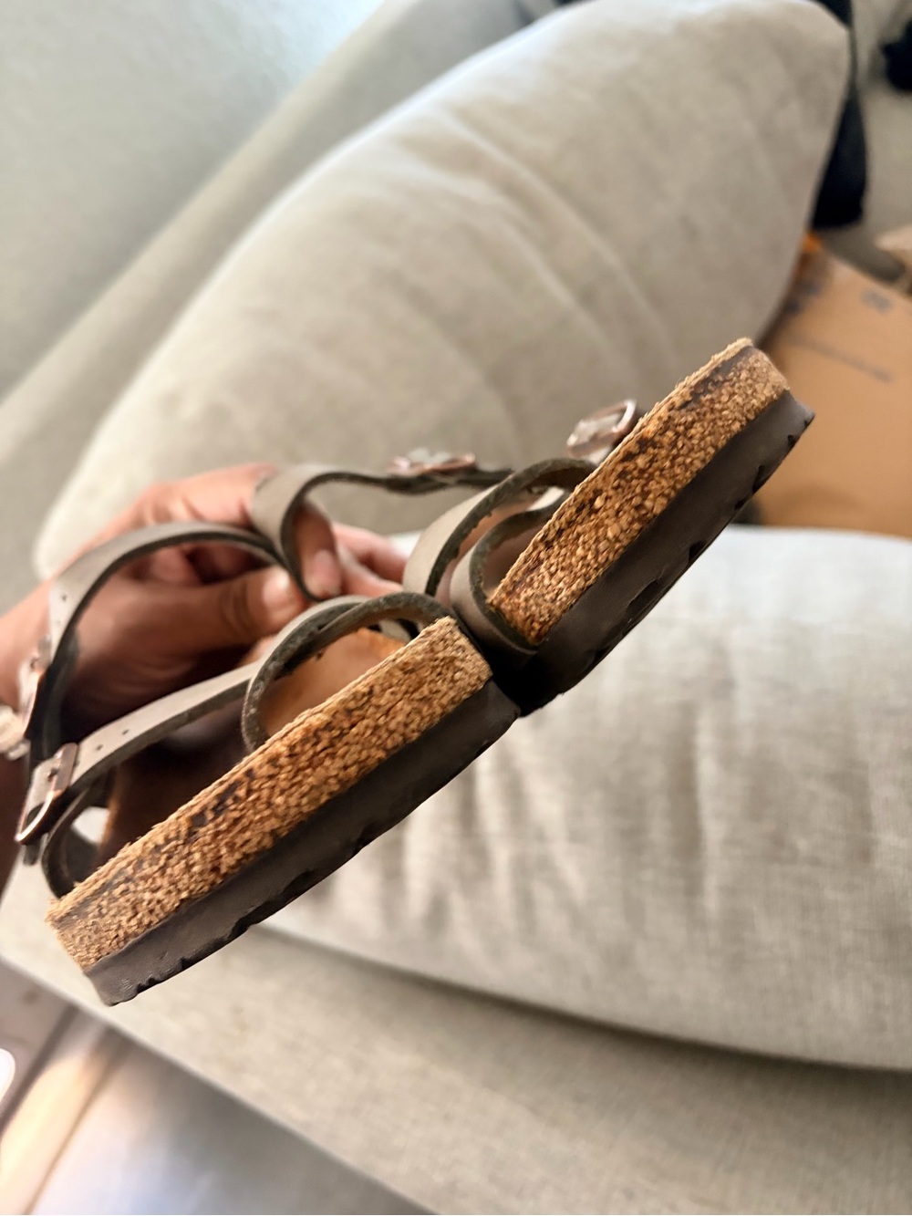 Brown Double Strap Cork Footbed Sandals - Picture 7 of 7